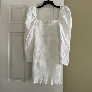 Wilfred stretchy dress with long puff sleeve